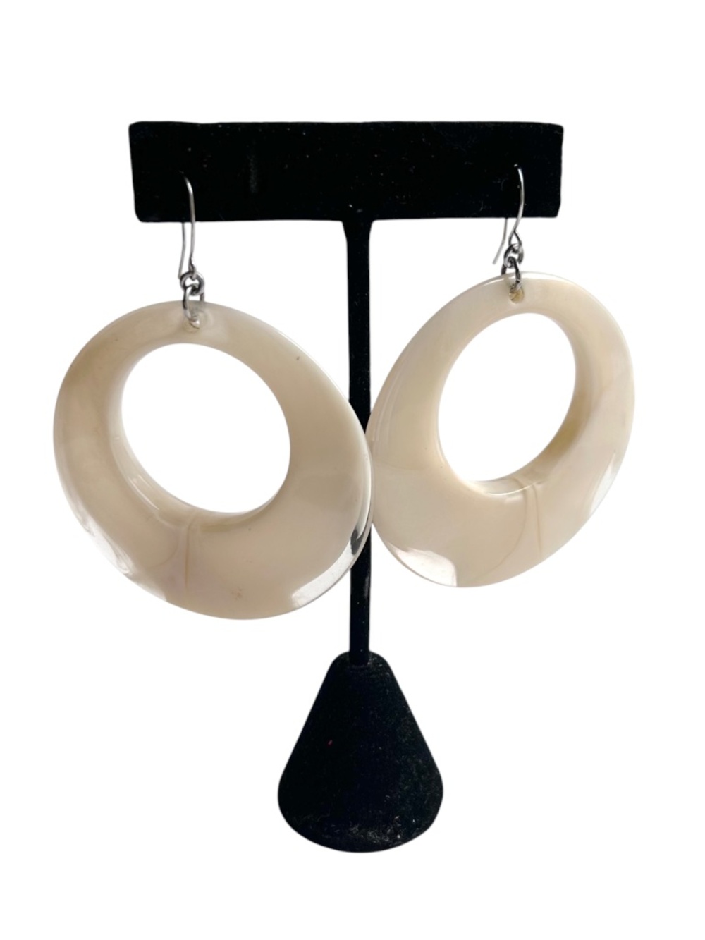 Vintage Lucite Large Hoop Pierced Translucent Earrings